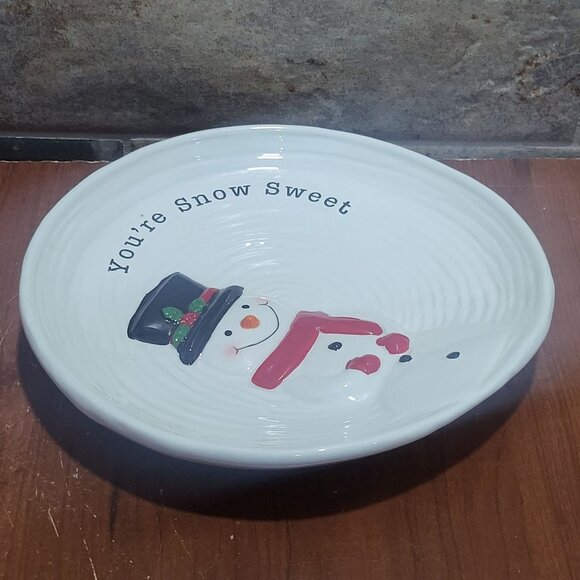 Round Snowman Snack Plate You're Snow Sweet - Picture 7 of 9